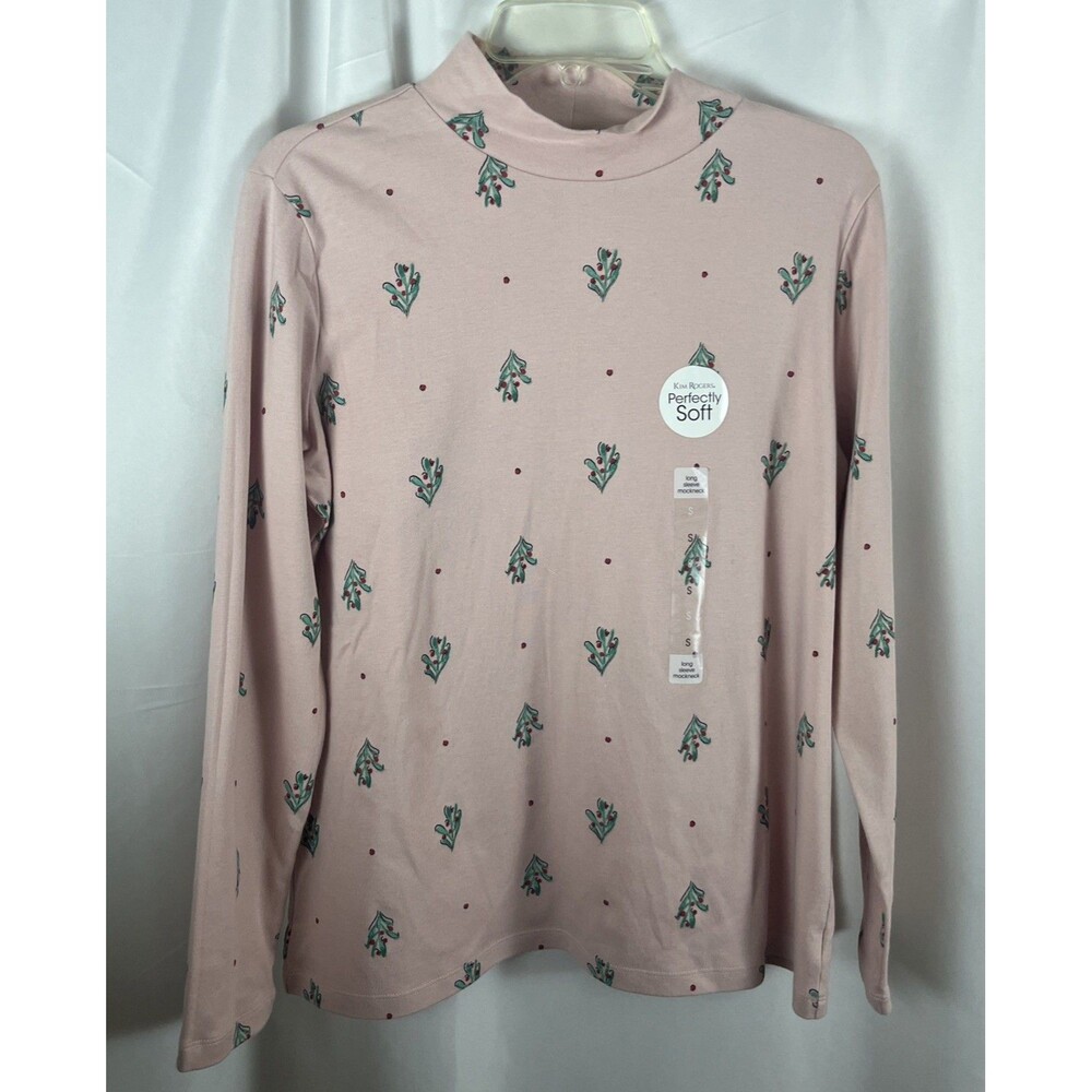 Kim Rogers Perfectly Soft Long Sleeve Mock Neck Women’s Pink Top Cactus